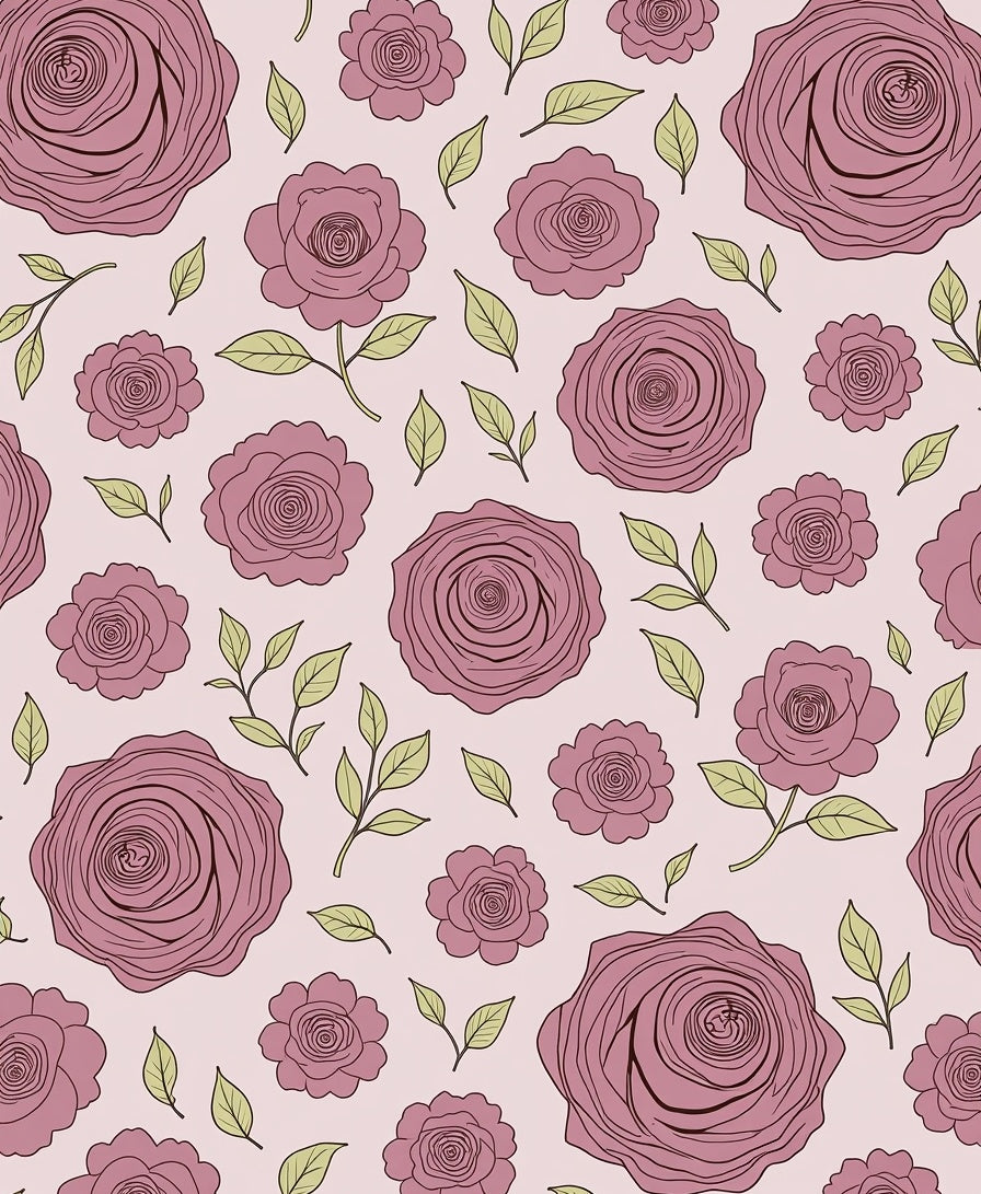 Rose Garden Pattern With Leaves Rug