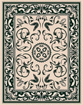 Intricate Floral Dark Green On Cream Rug