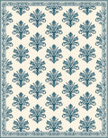 Classic Blue Floral Damask Pattern Rug