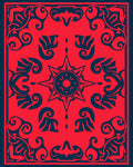 Bold Red Blue Symmetry Design Rug
