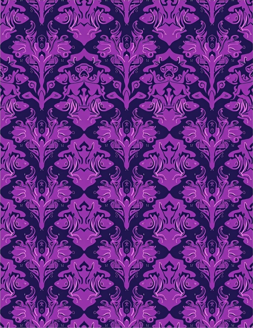 Purple Floral Damask Pattern Rug