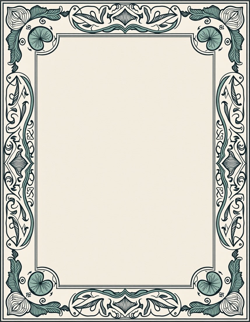 Vintage Teal Floral Border Design Rug