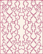 Crimson damask vine pattern Rug
