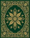 Emerald Golden Leaf Scroll Border Rug