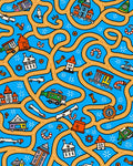 Whimsical Town Train Track Adventure Rug