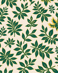 Dark Green Leaf Pattern Rug
