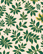 Dark Green Leaf Pattern Rug