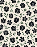 Bold Black Daisy Floral Pattern Rug