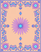 Floral Border with Blue Accents Rug