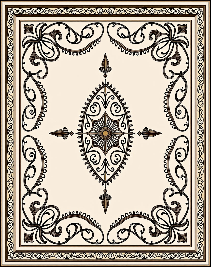 Elegant Floral Scrollwork With Medallion Rug