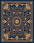 Golden Floral Medallion Navy Rug