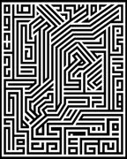 Abstract Black White Geometric Maze Design Rug