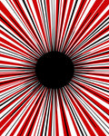 Red White Black Radial Burst Pattern Rug