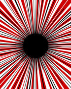 Red White Black Radial Burst Pattern Rug
