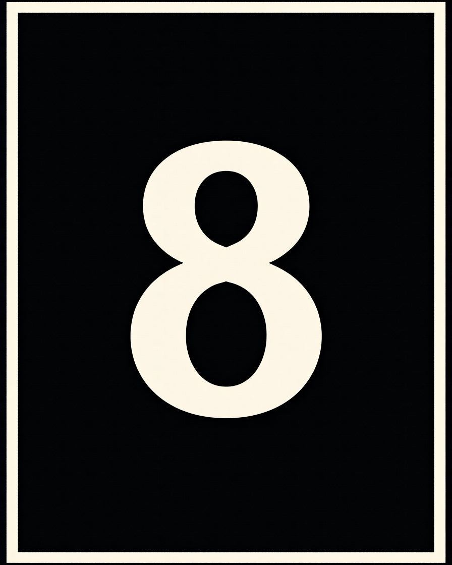 Bold Black Cream Number 8 Rug