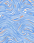 Abstract Blue Orange Flowing Lines Rug