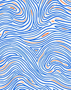 Abstract Blue Orange Flowing Lines Rug
