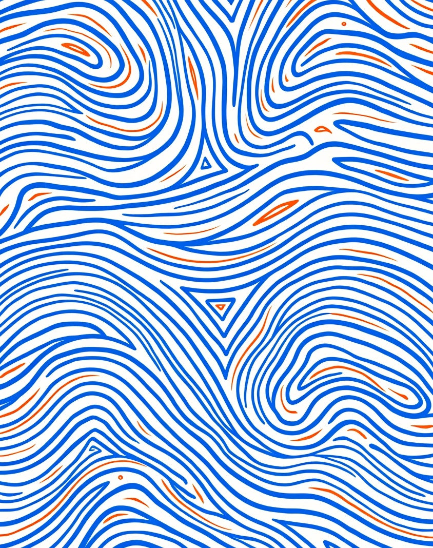 Abstract Blue Orange Flowing Lines Rug