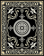 Ornate Black Beige Floral Medallion Rug