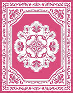 Elegant Pink Floral Medallion Border Rug