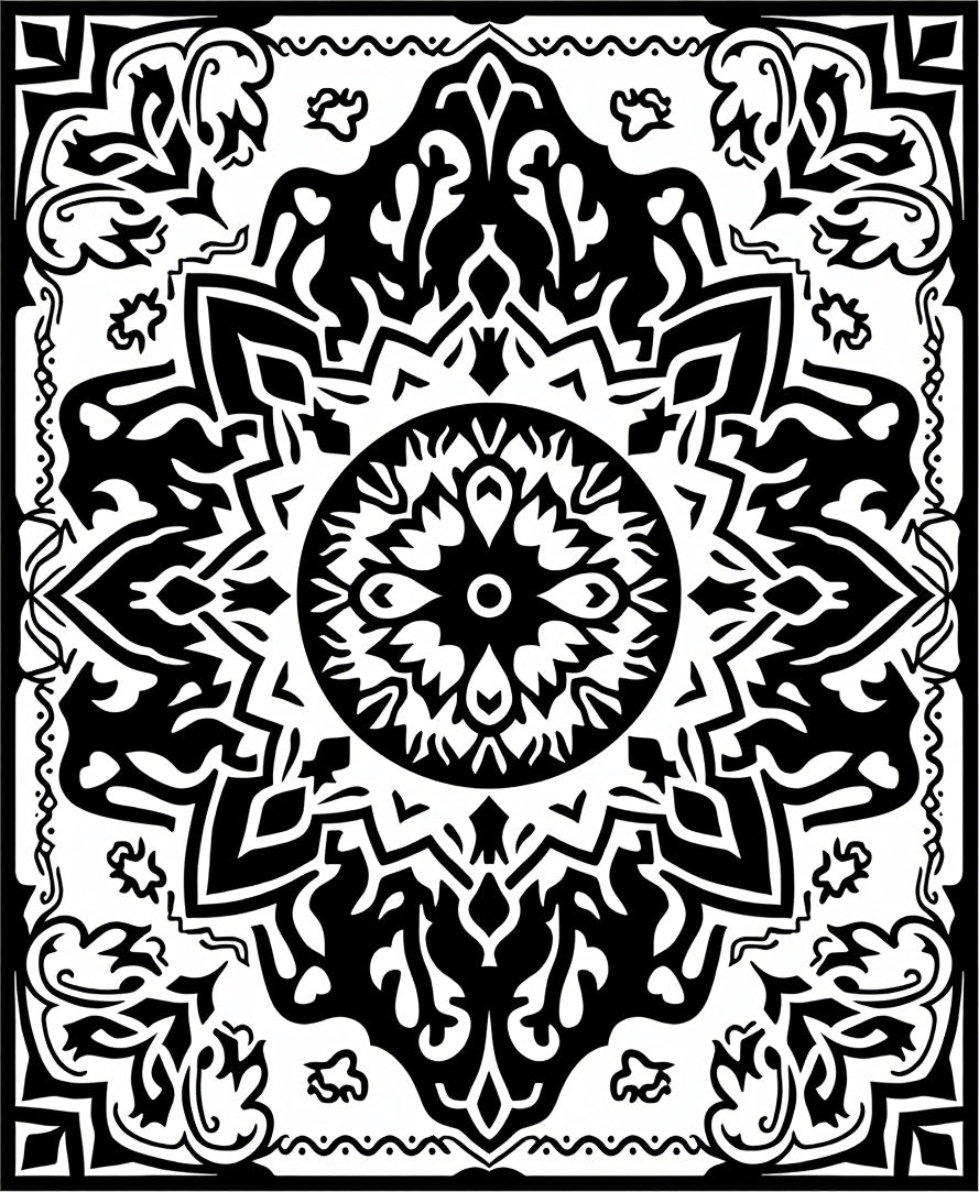 Bold Floral Mandala Art Rug