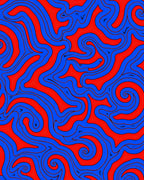 Vibrant Red Blue Swirl Pattern Rug