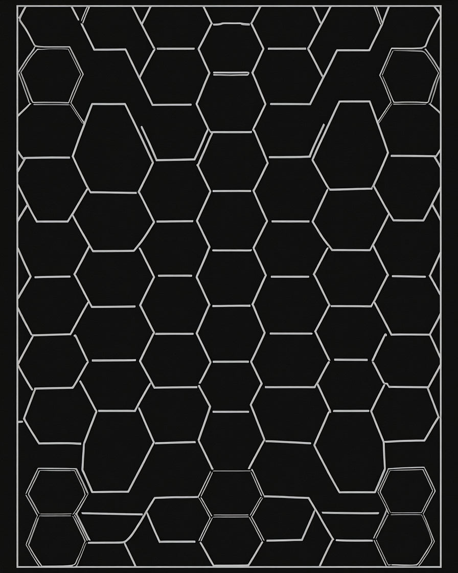Modern Hexagonal Outline Pattern Rug
