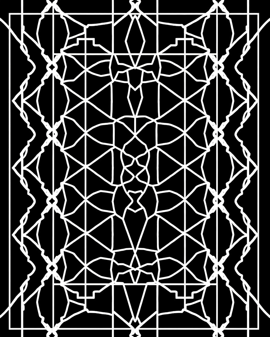 Symmetrical White Geometric Lattice Rug