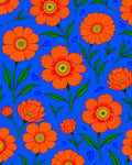 Vibrant Orange Floral Pattern Design Rug
