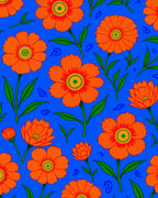 Vibrant Orange Floral Pattern Design Rug