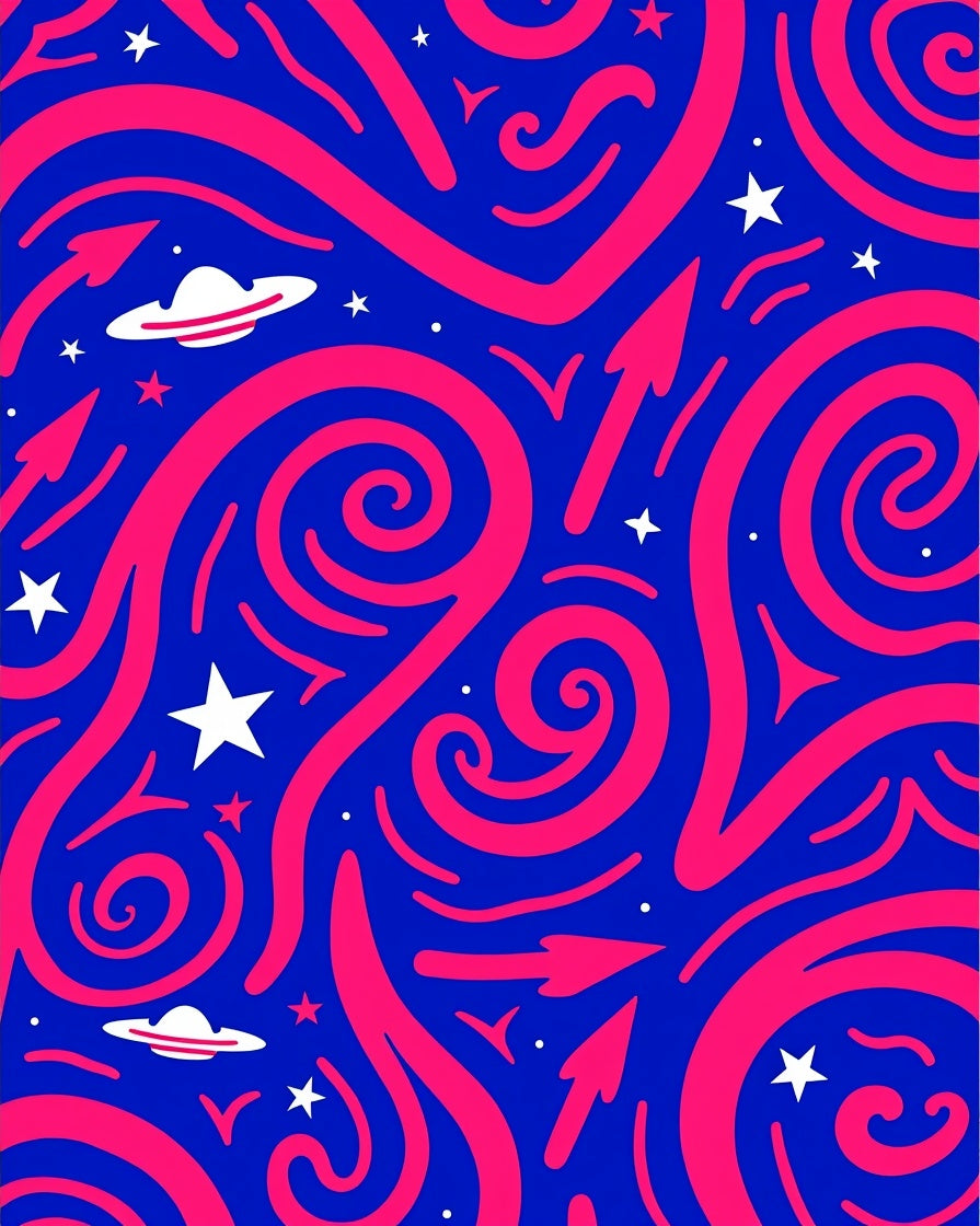 Cosmic Arrows Swirls Stars Pattern Rug
