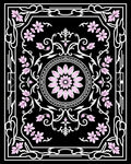 Ornate Floral Symmetry Black White Rug