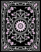 Ornate Floral Symmetry Black White Rug