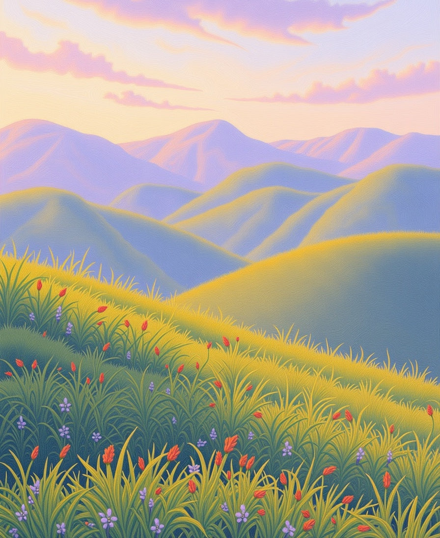 Rolling Hills Floral Landscape Rug