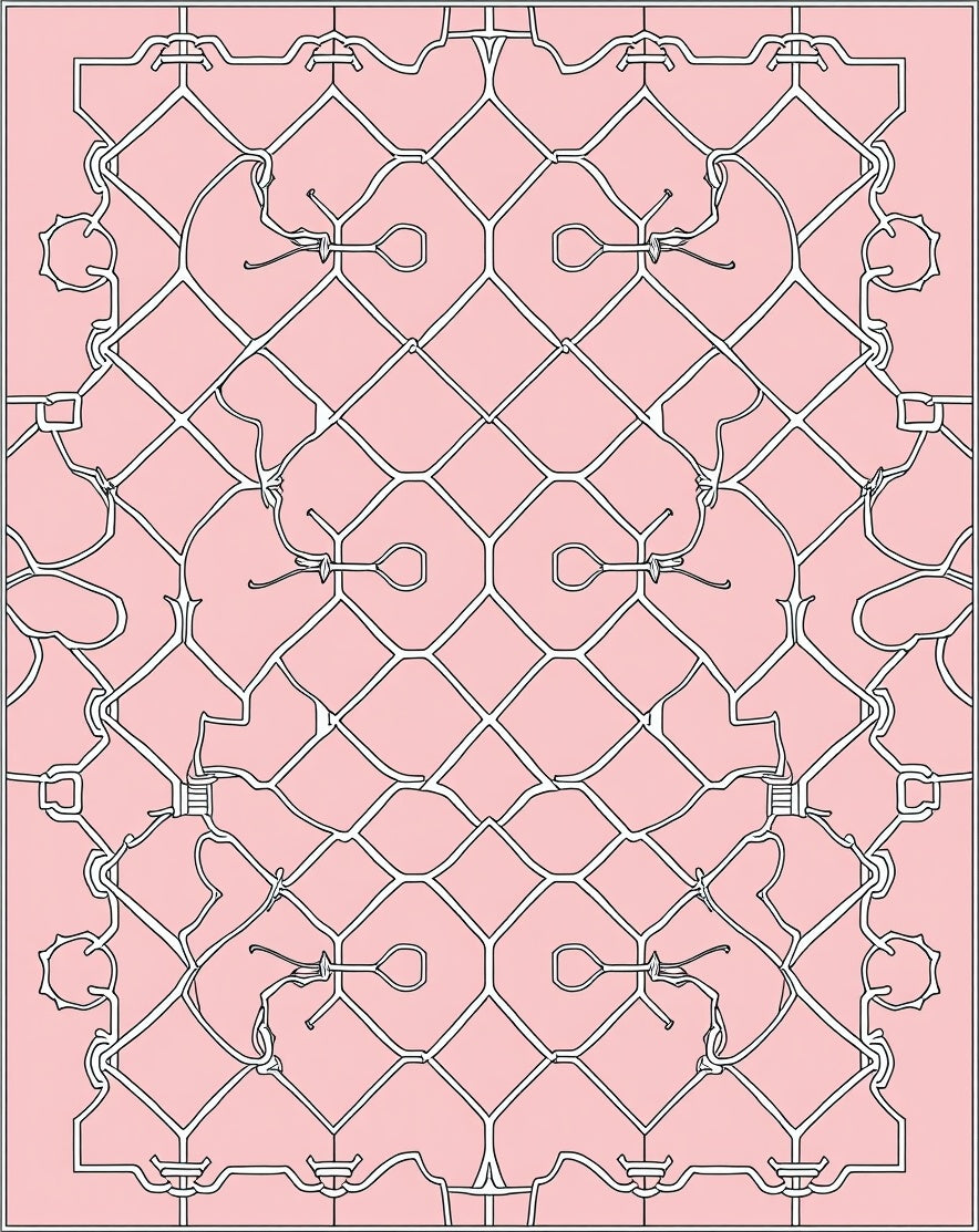 Elegant Pink White Interlocking Pattern Rug