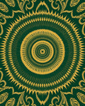 Emerald Gold Radiating Floral Medallion Rug