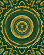 Emerald Gold Radiating Floral Medallion Rug