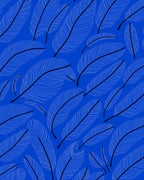 Blue White Feather Pattern Accent Rug