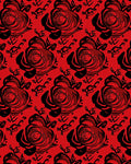 Bold Red Black Rose Pattern Rug