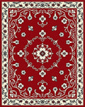 Red Floral Scrollwork Detailed Motif Rug