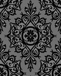 Ornate Black Damask Lace Pattern Rug