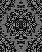 Ornate Black Damask Lace Pattern Rug