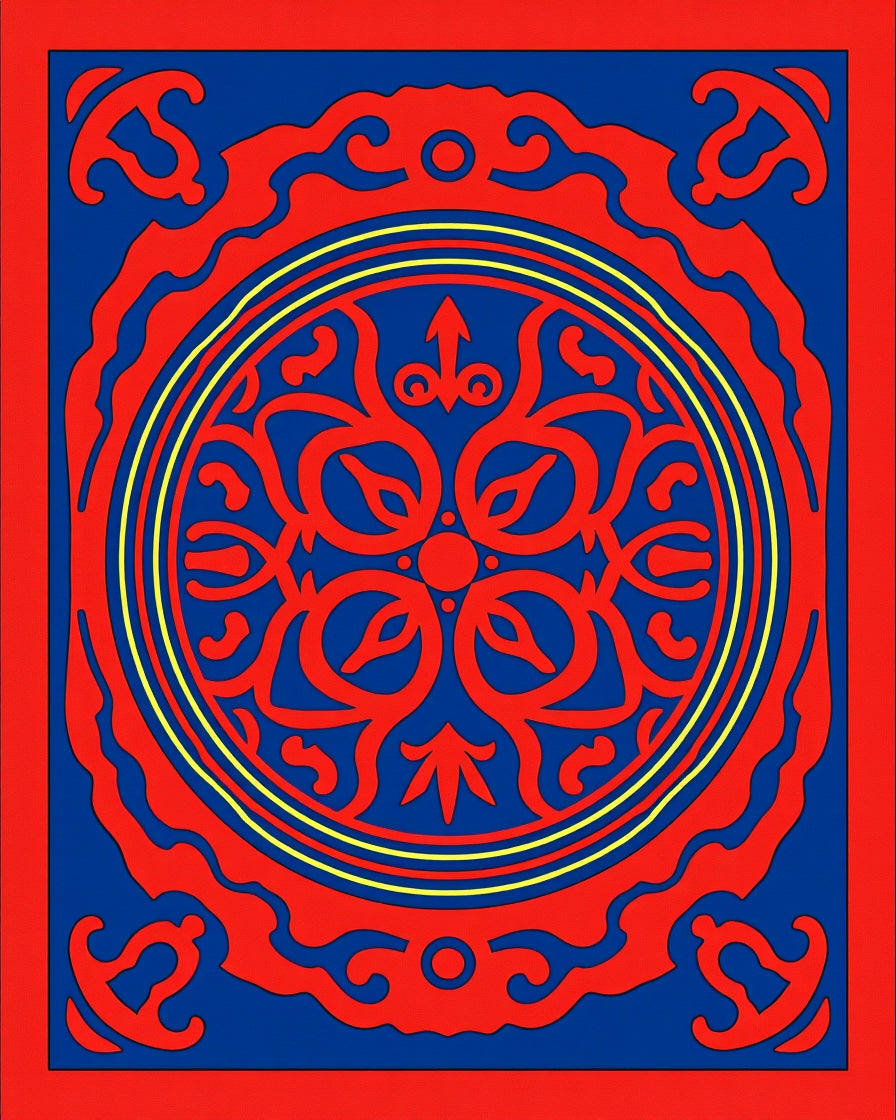 Bold Red And Blue Mandala Design Rug
