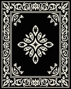 Elegant Black and Cream Scrollwork Design Rug