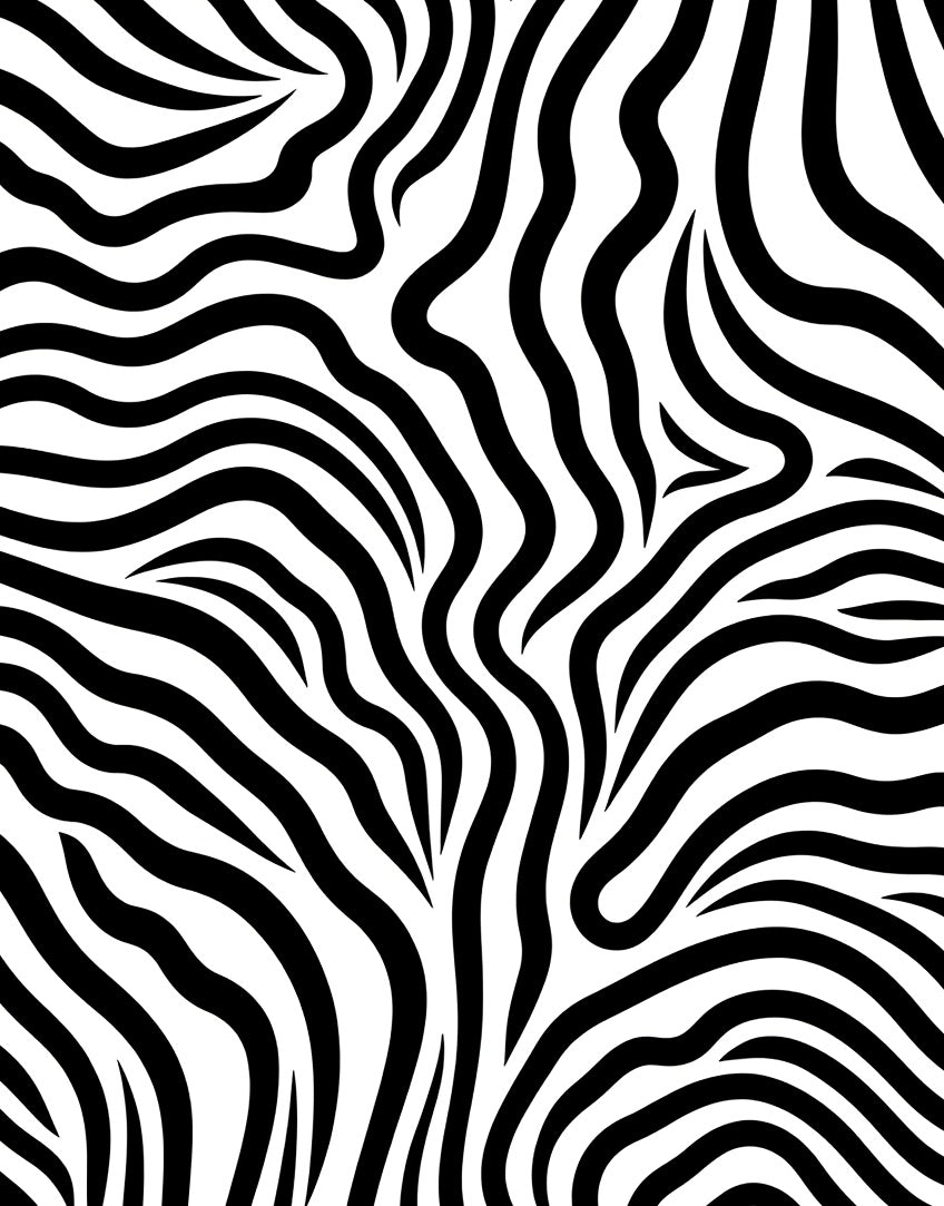 Bold Black White Stripped Animal Print Rug
