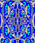 Elaborate Floral Swirls Blue Cream Rug