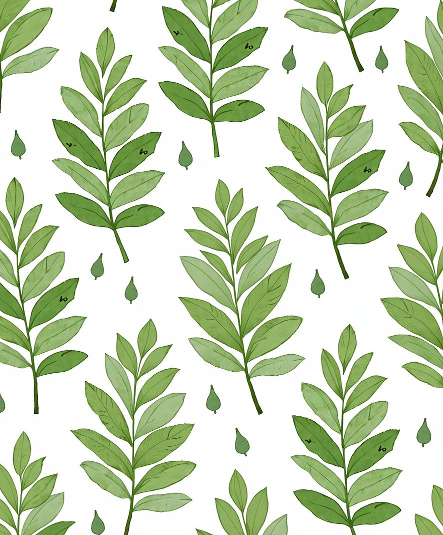 Green Leafy Botanical Pattern Rug