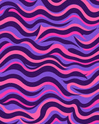 Retro Wavy Pink Purple Design Rug