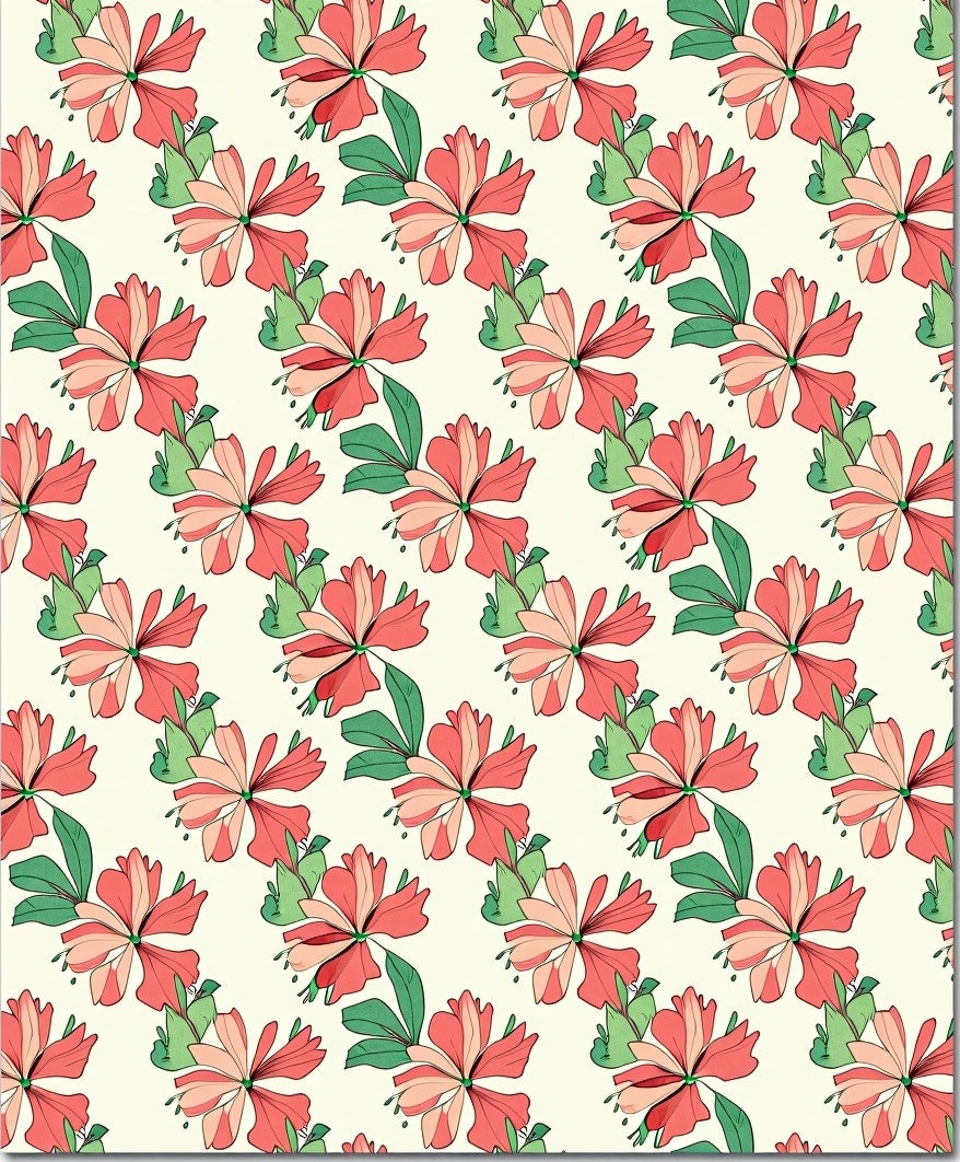 Coral Pink Floral Pattern Rug