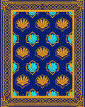 Bold Blue Orange Shell Pattern Rug